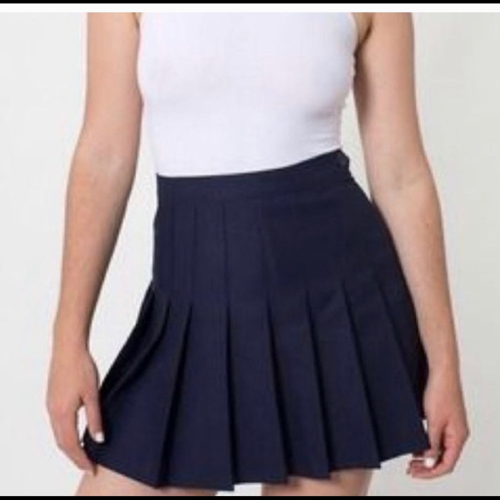 American apparel navy pleated tennis skirt